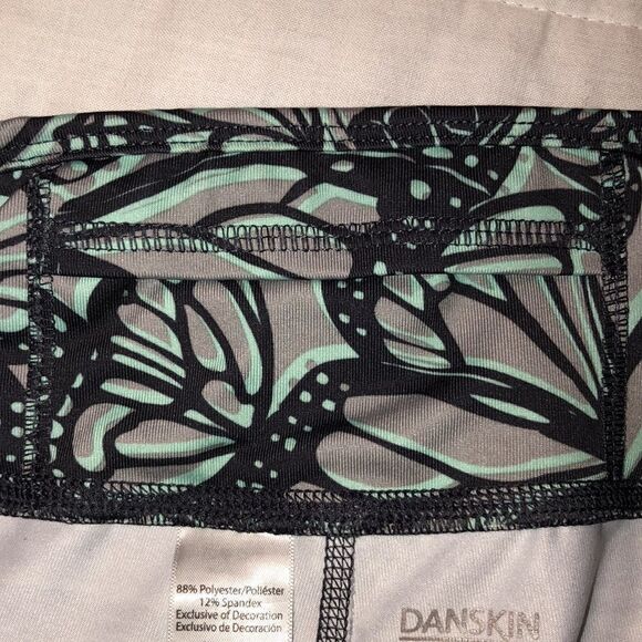 Danskin Now L Dri More Gray Teal Butterfly Athletic Active Leggings - Picture 12 of 14